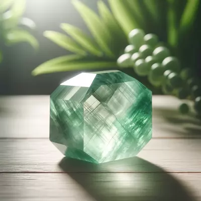 Green fluorite crystal showcasing its healing properties of emotional balance and mental clarity.